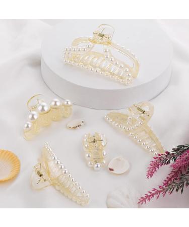 5 Pcs Pearl Hair Clips | Styling Jaw Clips for Thick Hair | Strong Hold Hair Accessories for Women and Girls - Buy Online on GoSupps.com
