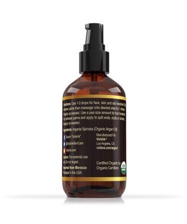 VoilaVe Organic Moroccan Argan Oil - Cold Pressed for Skin, Nails, Hair Growth - Anti-Aging Moisturizer with Vitamin E - 4 fl oz - Buy Online on GoSupps.com