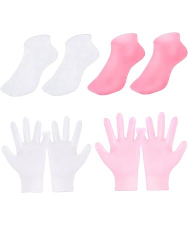 4 Pairs Silicone Moisturizing Gloves & Socks Set Anti Slip Spa Socks and Gloves 2 Colors Hands Feet Skin Care High Elasticity Gloves and Socks for Foot Hand Softening Dry Cracked Socks Gloves - Buy Online on GoSupps.com