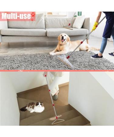 Adjustable Long Handle Carpet Rake Pet Hair Remover - Fur & Lint Removal Brush for Couch, Rugs, and Clothes - Buy Online on GoSupps.com