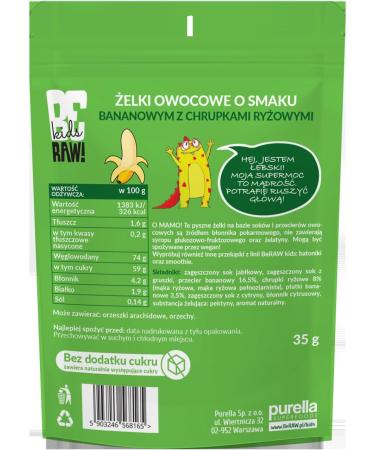  Be Raw! Rubber Bear with Banana and Chips No Added Sugar 35g Purella Food - Buy Online on GoSupps.com