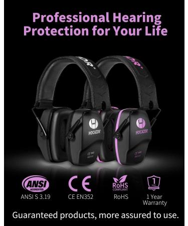 Hocazor Shooting Ear Protection NRR 26dB - Black&Purple HO1006 for Shooters, Hunting, Racing, Concerts & More - Buy Online on GoSupps.com