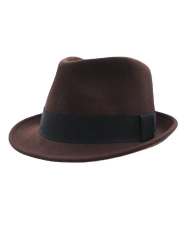 Home Prefer Men's Wool Felt Winter Hat Short Brim Fedora Hat 7 3/8 Coffee