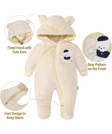 JiAmy Baby Hooded Romper Fleece Snowsuit Jumpsuit | Yellow | 9-12 Months - Buy Online on GoSupps.com