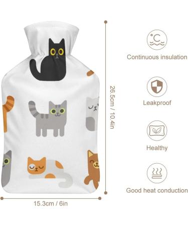 Hot Water Bottle with Lid - Cat Design Rubber Bag for Pain Relief Cramps & Foot Warmer - Hot and Cold Therapy - Buy Online on GoSupps.com