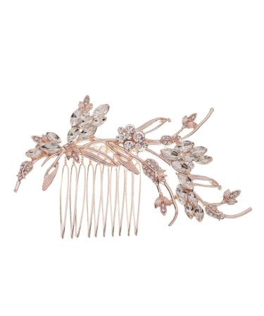 Angoily Bridal Comb Barrettes for Women Bridal Headpiece Hair Gems for Women Laundry Dispenser Wedding Headdresss Yellow Barrette Gold Tiara Simple Bridesmaid Hair up Zinc Alloy