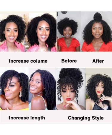 Cecycocy Kinky Curly Clip in Hair Extensions - Brazilian Remy Human Hair 3C 4A, Natural Black, 18 Inch - Buy Online on GoSupps.com