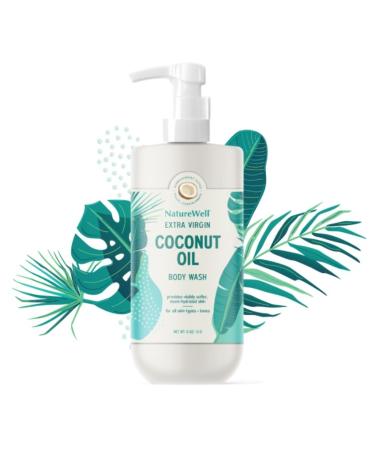 NATURE WELL Extra Virgin Coconut Oil Ultra-Moisturizing Body Wash Gentle & Creamy Formula Packed with Antioxidants Vitamins A C & E & Squalane Provides Gentle Cleansing & Intense Hydration 33 oz