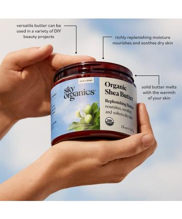 Sky Organics Organic Shea Butter 16 Oz - USDA Certified, 100% Raw & Unrefined for Softening, Smoothing & Radiance Boost - Body & Face Shea Butter - 1 Pound Pack - Buy Online on GoSupps.com