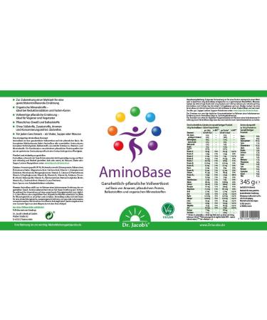 Dr. Jacob s Aminobase 345g - Herbal Protein & Organic Minerals for Base Fasting | Zinc Magnesium Potassium Calcium & Vitamins | International Shipping Available - Buy Online on GoSupps.com