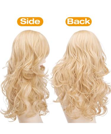 Buy Fengq 60cm Long Blonde Wigs | Synthetic Wavy Wig with Ponytail for Cosplay & Parties - Heat Resistant Gold Hair - Buy Online on GoSupps.com