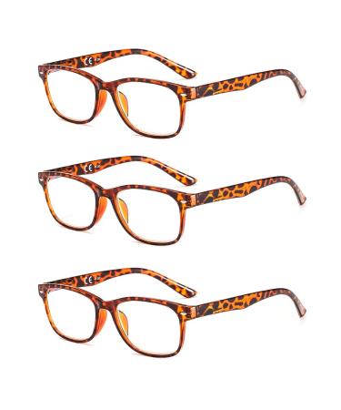 Suertree Reading Glasses Anti Blue Light Computer Glasses Women Men Reader Blocking 3 Pack 0.0X Brown BM162 0.0x Diopter 3pcs Brown