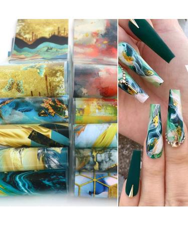 Marble Nail Art Foils Transfer Stickers Nail Art Supplies Foil Transfers Decals Marble Nail Foil Adhesive Sticker Starry Sky Paper for Women Girls Nail Art Decoration DIY Manicure Design