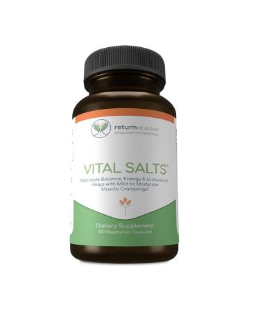 Vital Salts Electrolyte Salts for Energy and Endurance Sodium Chloride Electrolyte Supplements Blood Pressure Support Supplement Muscle Cramps Relief 120 Salt Capsules - Return Healthy