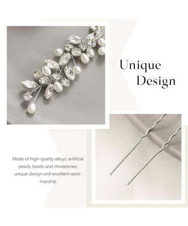 Silver Crystal Pearl Bridal Hair Pins - Casdre Wedding Hair Accessories (Pack of 2) - Buy Online on GoSupps.com