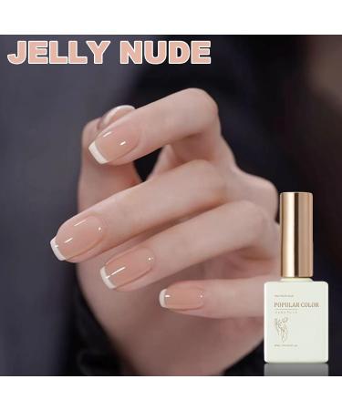 Gel Nail Polish Set French Manicure Kit Jelly Nude Nail Polish with White Liner Painted Gel Nail Polish and Nail Stamper for French Tips Soak Off UV/LED Nail Polish Gift for Women - Buy Online on GoSupps.com
