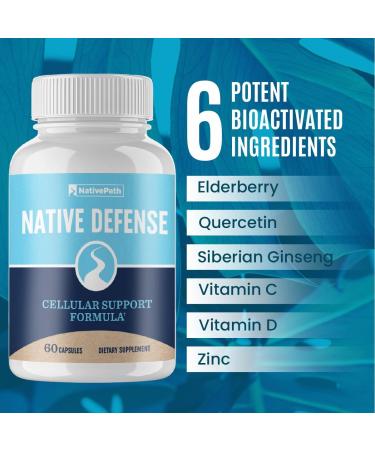 NativePath Native Defense - All-Natural Immune Support & Collagen Booster with Elderberry, Vitamin C, D & Zinc - 30-Day Supply - Buy Online on GoSupps.com