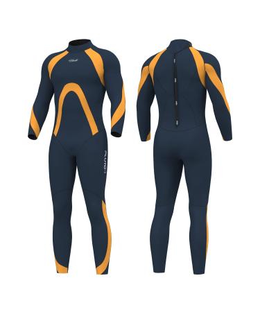Hevto Women Wetsuits Men 3/2mm Neoprene Full Shorty Suits Surfing Swimming Diving SUP Keep Warm in Cold Water M16-Orange Men X-Large