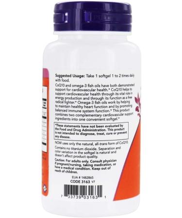 NOW Foods CoQ10 w/Omega 3 Fish Oils 60 mg 60 Sgels (Pack of 2) - Buy Online on GoSupps.com