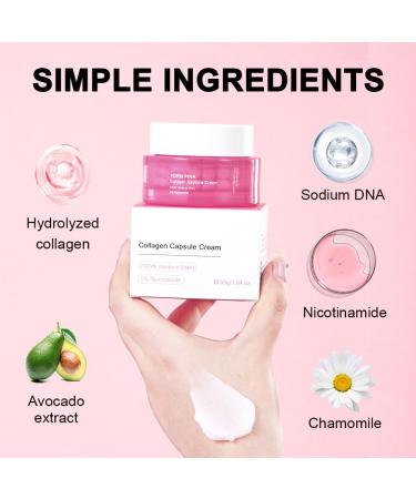Pink Collagen Jelly Cream PDRN(Sodium DNA)+ 5% Niacinamide Gentle Moisturizer Hydrating Brightening Anti-Wrinkle Improve Fine Lines & Rough Texture For Face - Buy Online on GoSupps.com
