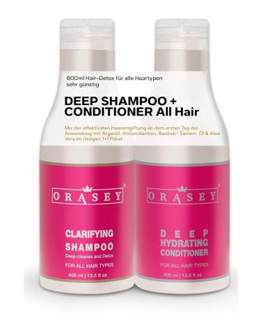 GRGlobal Cosmetic ltd Deep moisture detoxification set clarifying shampoo deep cleansing shampoo and conditioner 2 x 400 ml baobaba oil and aloe vera parabenfree sulfatefree for all hair types