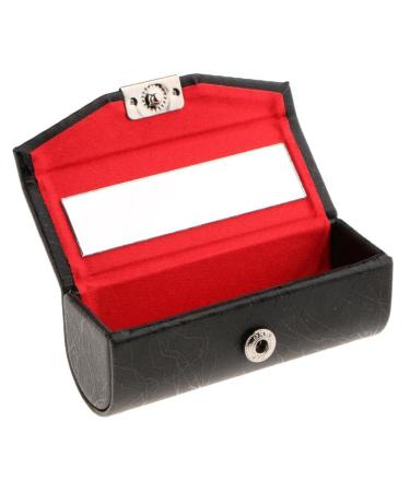 Milageto PU Leather Lipstick Case Holder with Mirror & Magnetic Closure - Stylish Black Cosmetic Organizer for Travel - Buy Online on GoSupps.com