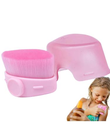 Hugsweet Sunblock Brush - Precise Control Sunblock Applicator for Kids with Soft Fiber Bristles Portable Cosmetic Brushes for Buffing Stippling Blending Pink