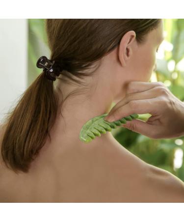 Leosense Green Jade Massage Comb - Handmade Trigger Point Massager for Full Body Relaxation - Natural Jade Gua Sha Scraping Therapy Tool for Facial Massage - Buy Online on GoSupps.com