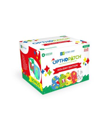 OPTHOPATCH Holiday Edition | Extra Sensitive Adhesive Eye Patches for Kids 70 Pack + 2 Reward Chart Posters