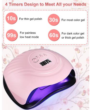 Birshe Geln gel Lamp UV LED 168W - Professional Portable Nail Dryer with Timer & LCD Display | Gel Nail Polish Drying - Playful Pink - Buy Online on GoSupps.com