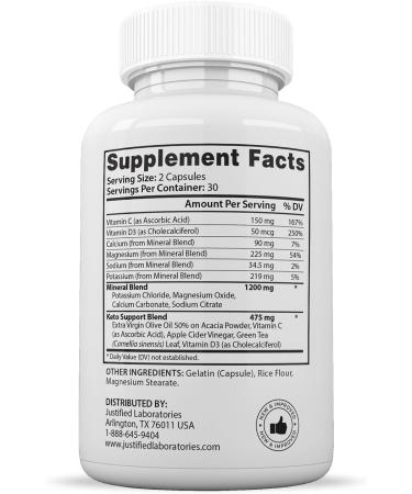 Optimal Keto Extreme Pills 1675MG New & Improved Formula Contains Apple Cider Vinegar Extra Virgin Olive Oil Powder Green Tea Leaf 60 Capsules - Buy Online on GoSupps.com