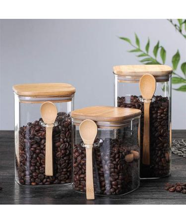 Storage Sealed Coffee Cans With High Borosilicate Glass + Bamboo and Wood Fresh-keeping Sealed Cans for Easy Storage and Anti-flavor Tea and Coffee Beans Cans Home Kitchen (Wood Color) - Buy Online on GoSupps.com