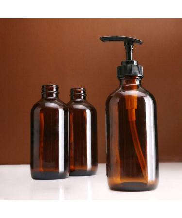 Beaupretty 4-Piece Glass Soap Dispenser Set - Brown Lotion Pump Bottles | 250ml Refillable Travel Containers for Bathroom & Kitchen - Buy Online on GoSupps.com