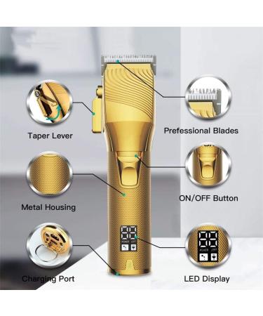 Hair Clippers for Men Electric Barber Professional Barber Clipper Barber Supplies Cordless Men's Hair Clipper with LED Display USB Charging Gold - Buy Online on GoSupps.com
