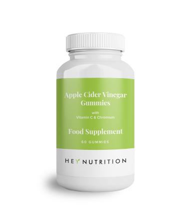 Hey Nutrition Apple Cider Vinegar Gummies Supplement - Vitamin C & Chromium - Supports Skin Health Metabolic Function & Immune Health - No Artificial Flavours Non-GMO & Dairy-Free - 60 Vegan Gummies
