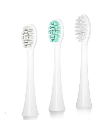 Electric Toothbrush Replacement Toothbrush Heads SmartSonic+ Toothbrush Heads Compatible with SmartSonic+ Electric Toothbrush 3 Pack Replacement Brush Heads (White)