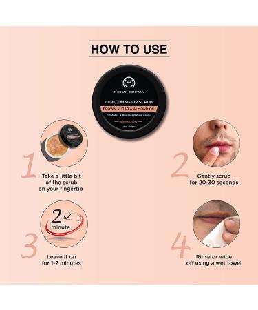 The Man Company Lip Scrub with Brown Sugar, Almond Oil, Vitamin E, Coconut Oil & Argan Oil - 10g | For Dry & Chapped Lips, Natural Color Restoration, Nourishment, Moisturization, Brightening - Buy Online on GoSupps.com