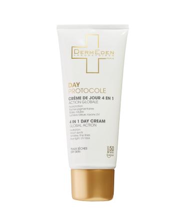 DermEden - Day cream 50 ml for dry skin SPF 50-4 actions in 1 - Complete protection against the harmful effects of light - Anti-dark spot Anti-inflammation and Rehydrating - Made in France
