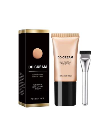 DD Cream Anti-Age No Make up Treatment Hydrating Face Concealer DD Cream with Brush Anti-Wrinkle and Perfector Face Cream Color Correction Effect Lifting SPF15 (Light Brown 50 g)