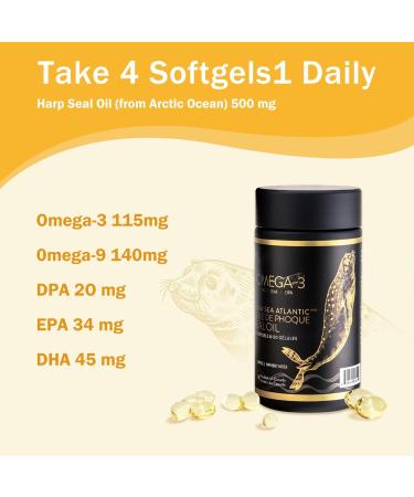 Easy to Swallow Harp Seal Oil Omega-3-6-9 by Nova Sea Atlantic | Made in Canada | Rich Source of EPA DHA & DPA for Good Health | 100% Natural Chemical-Free Non-GMO | 250mg - 120 Softgels 120 count (Pack of 1) - Buy Online on GoSupps.com