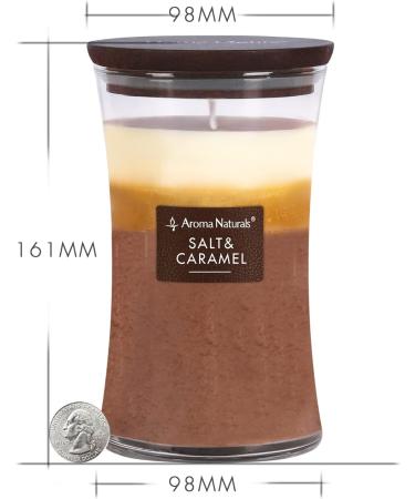 Aroma Naturals 3-Layer Scented Candle 21.52 oz - Salt & Caramel | Large Aromatherapy Candle, 100 Hours Burn Time, Natural Soy Wax, Wooden Lid | Home Fragrance - Buy Online on GoSupps.com
