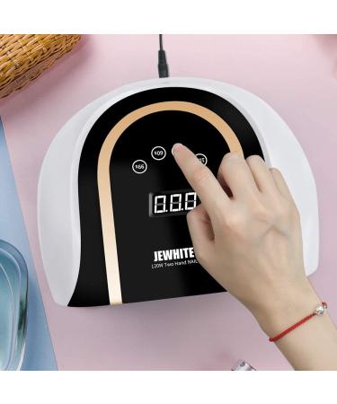 120W UV LED Nail Lamp for Gel Polish - Professional Faster Nail Dryer with 4 Timer Settings and Auto Sensor - Two Hand Curing Lamp with 54 Pcs Light Bead - Buy Online on GoSupps.com