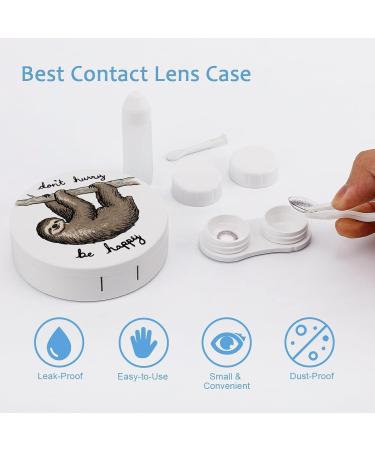 Happy Sloth Round Case For Contact Lens Kit Storage Box with Mirror Printed - Buy Online on GoSupps.com