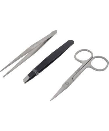 Honbay 3PCS Stainless Steel Tweezers Set for Eyebrow and Nose Hair - Point and Slant Tweezers with Eyebrows Scissor - Buy Online on GoSupps.com