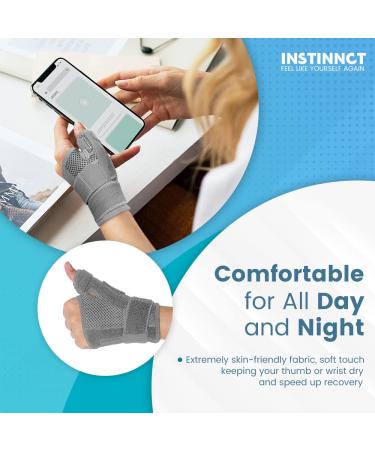 INSTINNCT Wrist Thumb Support Brace - Fully Adjustable for Men & Women | Flexible Thumb Support for Hand Discomfort | Grey (Single) One Size - Buy Online on GoSupps.com
