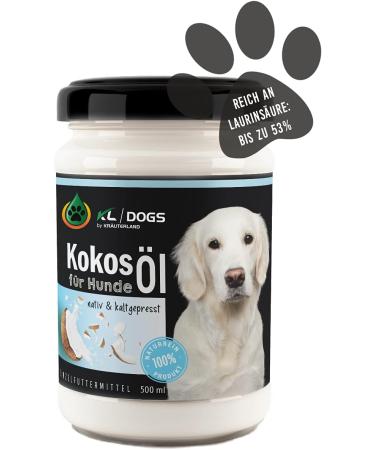 Kr uterland Coconut Oil for Dogs 500ml - Pure Cold-Pressed Unrefined Coconut Fat - Premium Quality Pet Oil - Buy Online on GoSupps.com