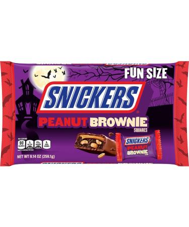 SNICKERS Peanut Brownie Fun Size Chocolate Halloween Candy, 9.14oz Peanut Brownie Halloween (9.14oz)