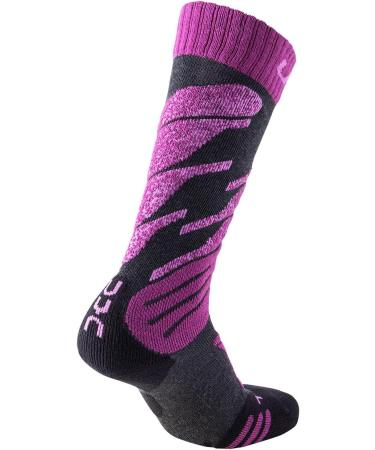 UYN Children's Ski Socks 28 - Grey Anthracite Melange & Violet | Best Quality for Young Skiers - Buy Online on GoSupps.com