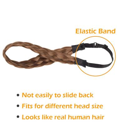 Silk-co Women s Light Brown 5-Strand Braided Hair Band - Vintage Elastic Hair Tie for Weddings & Girls - 2.5cm Wide Artificial Hair Extensions - Buy Online on GoSupps.com