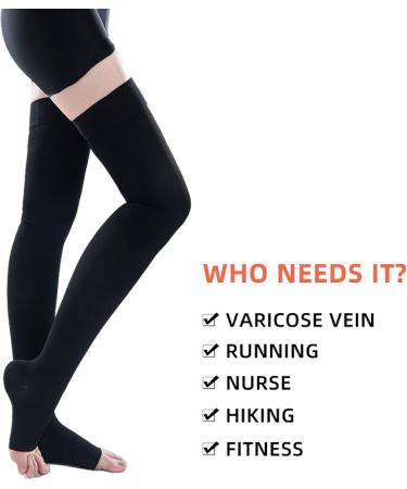 Shop Merchan Knee Compression Stockings Class 3 Varicose Vein Support Above Knee Black | International Shipping Available - Buy Online on GoSupps.com